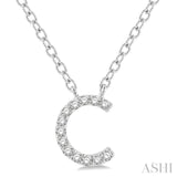 1/20 Ctw Initial 'C' Round Cut Diamond Pendant With Chain in 10K White Gold