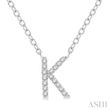 1/20 Ctw Initial 'K' Round Cut Diamond Pendant With Chain in 10K White Gold