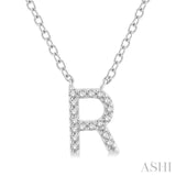1/20 Ctw Initial 'R' Round Cut Diamond Pendant With Chain in 10K White Gold
