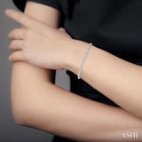 1 Ctw Round Cut Diamond Illusion Tennis Bracelet in 14K White Gold