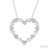 1/20 Ctw Puffed Heart Plain and Round Cut Diamond Fashion Pendant With Chain in Sterling Silver
