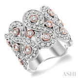 1 1/2 Ctw Diamond Fashion Ring in 14K White and Rose Gold