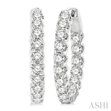 2 Ctw Inside-Out Round Cut Diamond Hoop Earrings in 14K White Gold