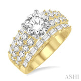 1 3/4 Ctw Diamond Semi-mount Engagement Ring in 14K Yellow and White Gold