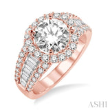 1 1/5 Ctw Diamond Semi-Mount Engagement Ring in 14K Rose Gold