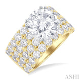2 1/6 ctw Wide Four Row Round Cut Diamond Semi-Mount Engagement Ring in 14K Yellow and White Gold