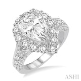 Pear Shape Semi-Mount Halo Diamond Engagement Ring
