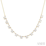 1 1/2 Ctw Fusion Baguette and Round Cut Diamond Halfway Necklace in 14K Yellow Gold
