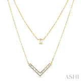 1/2 ctw Chevron Baguette and Princess Cut Diamond Layered Necklace in 14K Yellow Gold