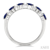 3 MM Sapphire and 1/3 Ctw Round Cut Diamond Precious Band in 14K White Gold