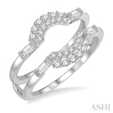 1/2 ctw Double Arch Baguette and Round Cut Diamond Insert Ring in 14K White Gold