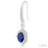 Oval Shape Halo Gemstone & Diamond Earrings
