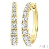 3/4 Ctw Graduated Round Cut Diamond Fashion Hoop Earrings in 14K Yellow Gold