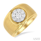 1 ctw Circular Wide Shank Lovebright Round Cut Diamond Men's Ring in 14K Yellow and White Gold