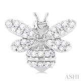 1/3 Ctw Petite Bumble Bee Round Cut Diamond Fashion Stud Earrings in 10K White Gold