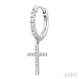 1/3 Ctw Petite Cross Round Cut Diamond Fashion Huggies in 10K White Gold