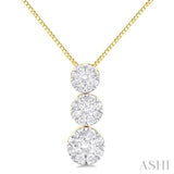 1/3 ctw Lovebright 3 stone Essential Round Cut Diamond Pendant with Chain in 14K Yellow and White Gold