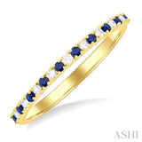 1/0 Ctw Petite 1.35 MM Sapphire and Round Cut Diamond Precious Stack Band in 10K Yellow Gold