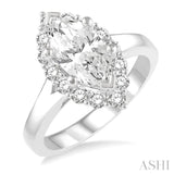 5/8 ctw Marquise Shape Round Cut Diamond Semi-Mount Engagement Ring in 14K White Gold