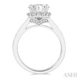 Marquise Shape Semi-Mount Halo Diamond Engagement Ring
