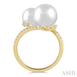 Pearl & Diamond Fashion Open Ring