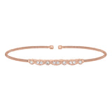 Single Cable Cuff Bracelet with Marquis and Round Design