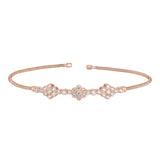 Single Cable Cuff Bracelet with Three Clusters