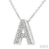 1/20 Ctw Bubble Accent Initial 'A' Round Cut Diamond Fashion Pendant With Chain in Sterling Silver