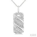 1/10 Ctw Bold Ribbed Swirl Round Cut Diamond Pirouette Bold Fashion Pendant With Chain in Sterling Silver