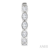 1 1/10 Ctw Bezel Set Oval Cut Diamond Fashion Hoop Earring in 14K White Gold