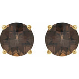 14K Yellow 8 mm Natural Smoky Quartz Stud Earrings