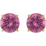 14K Yellow 8 mm Lab-Grown Pink Sapphire Stud Earrings