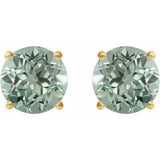 14K Yellow 8 mm Lab-Grown Green Sapphire Stud Earrings