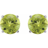 14K White Gold 8 mm Natural Peridot Earrings