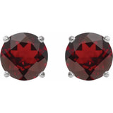 14K White Gold 7 mm Natural Mozambique Garnet Earrings