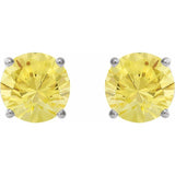 14K White Gold 8 mm Lab-Grown Yellow Sapphire Earrings
