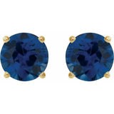 14K Yellow 8 mm Lab-Grown Blue Sapphire Stud Earrings