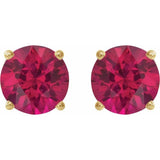 14K Yellow 8 mm Lab-Grown Ruby Stud Earrings