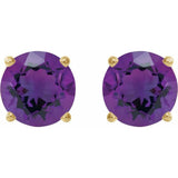 14K Yellow 8 mm Natural Amethyst Stud Earrings