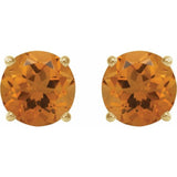 14K Yellow 8 mm Natural Citrine Stud Earrings