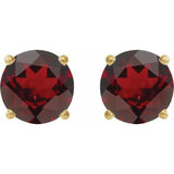 14K Yellow 8 mm Natural Mozambique Garnet Stud Earrings