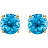 14K Yellow 8 mm Natural Swiss Blue Topaz Stud Earrings