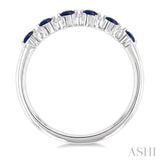 2.3 MM Sapphire and 1/5 Ctw Round Cut Diamond Precious Band in 14K White Gold