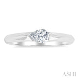 1/3 Ctw East-West Set Pear Cut Diamond Solitaire Fashion Ring in 14K White Gold