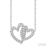 1/4 Ctw Interlocked Heart Round Cut Diamond Fashion Pendant With Chain in 10K White Gold