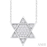 1/4 Ctw Star of David Round Cut Diamond Fashion Pendant With Chain in 14K White Gold