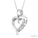 1/10 Ctw Round Cut Diamond Heart Shape Journey Pendant in 14K White Gold with Chain