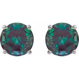 Sterling Silver 7 mm Lab-Grown Alexandrite Earrings