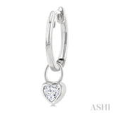 1/3 Ctw Bezel Set Heart Cut Diamond Huggie Earrings in 14K White Gold