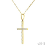 1/10 Ctw Round Cut Diamond Petite Cross Fashion Pendant With Chain in 10K Yellow Gold